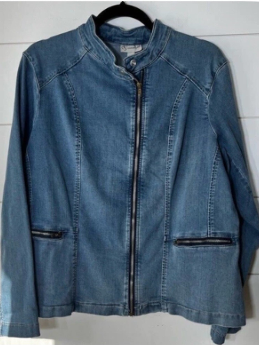 Dressbarn Light Blue Denim Zip Jacket